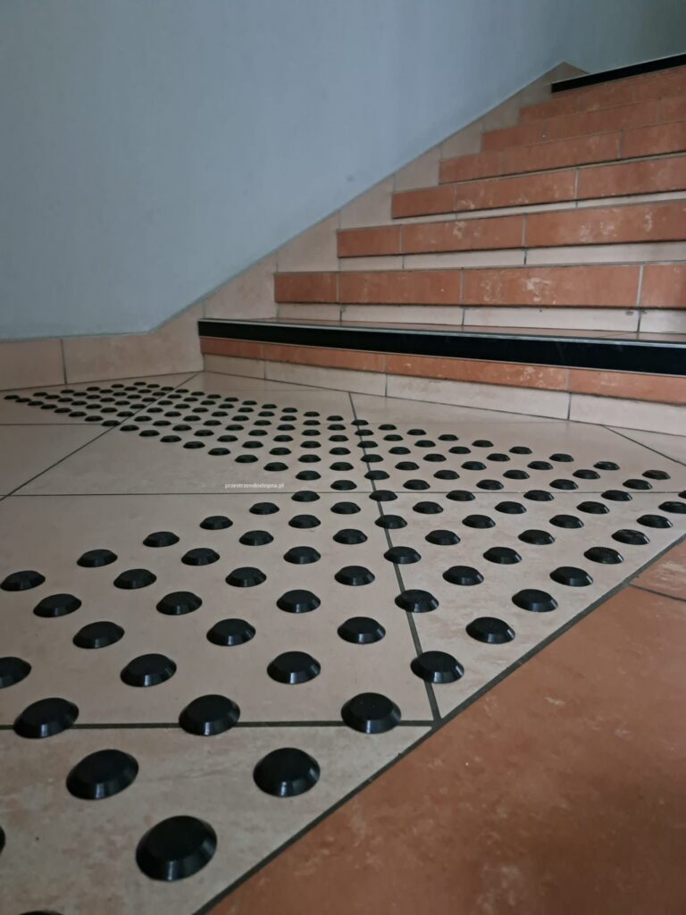 Schody z polem fakturowym i czarnymi oznaczeniami krawędzi.